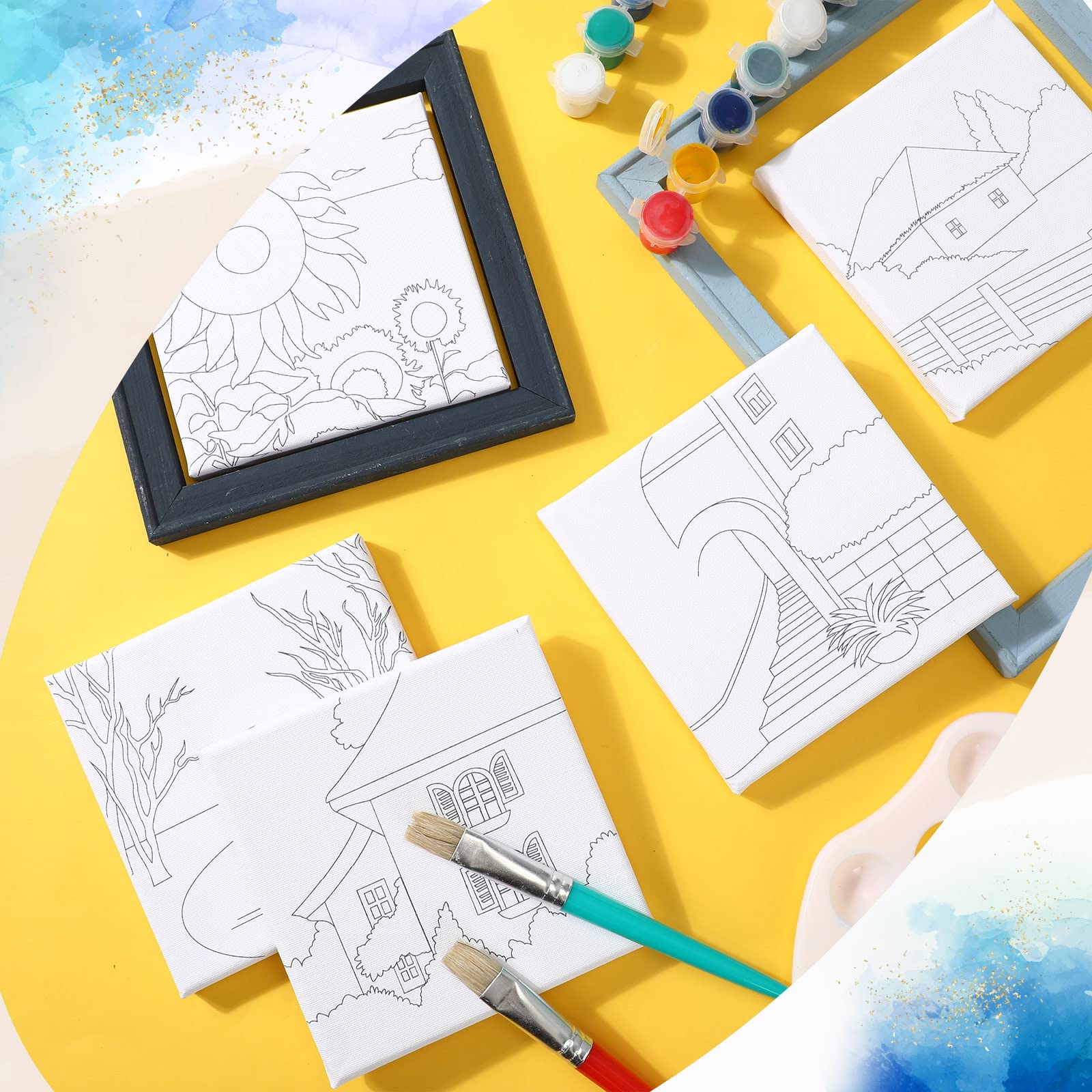 Amazon.com: Honoson 6 Pcs 6 Inch Pre Drawn Outline Canvas